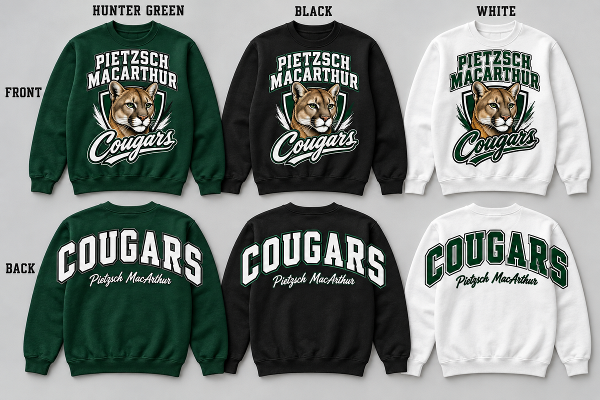 Pietzsch MacArthur Cougars front and back pullovers in Hunter Green Black White