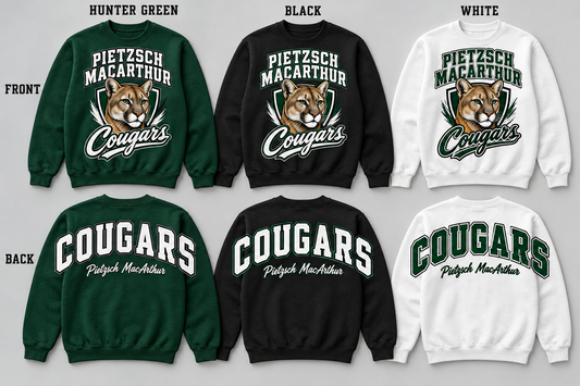 Pietzsch MacArthur Cougars front and back pullovers in Hunter Green Black White