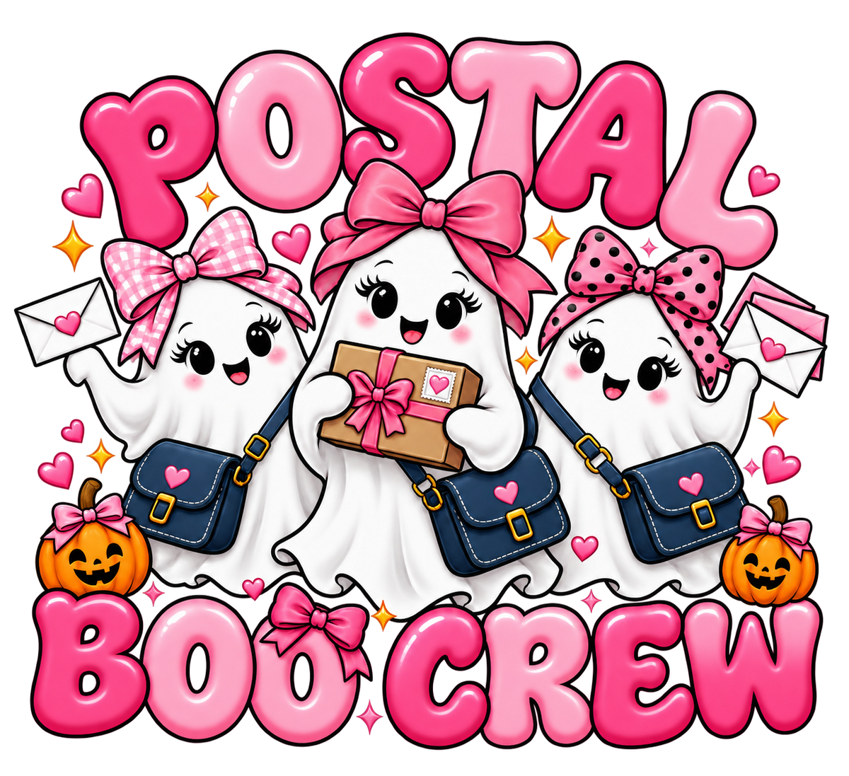 Postal Boo Crew — Pink Halloween DTF Transfer — 4-inch