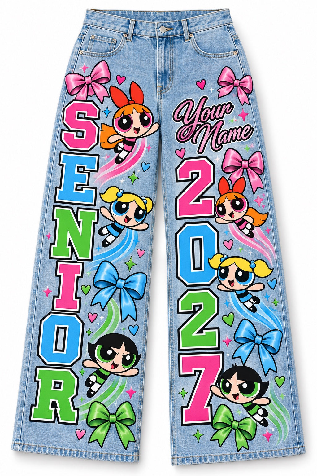 Powerpuff Girls Senior 2027 Custom Jeans — Pants Only design mockup