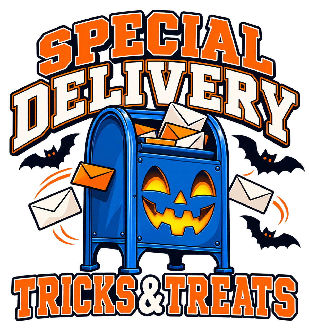 Special Delivery Tricks & Treats — Postal Halloween DTF Transfer — 4-inch