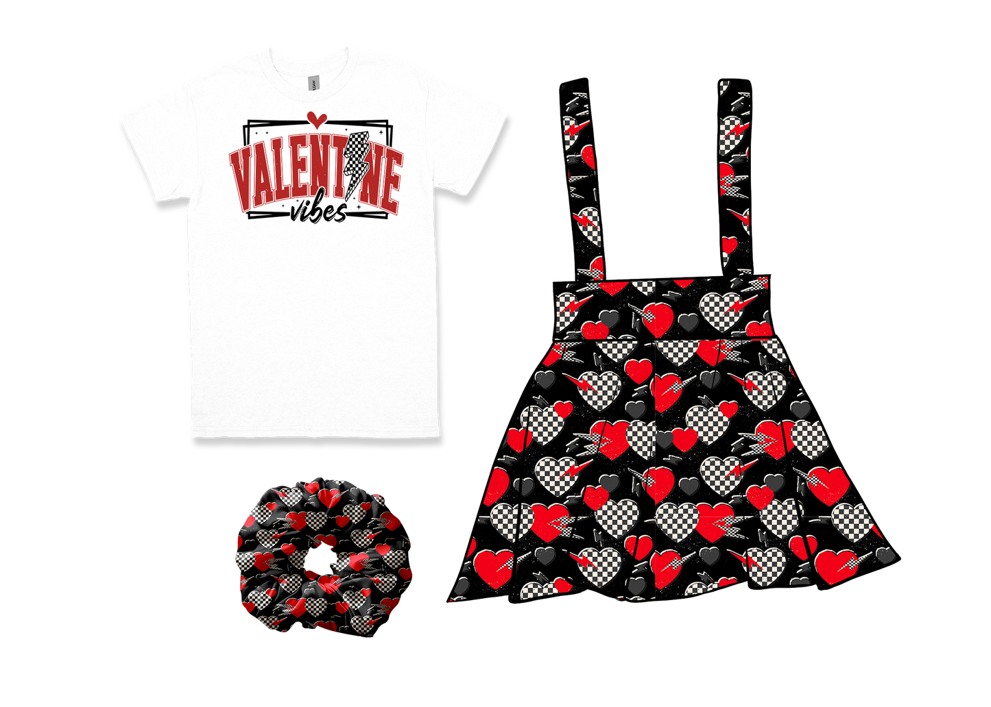Valentine's Day Skirt Set with Scrunchie