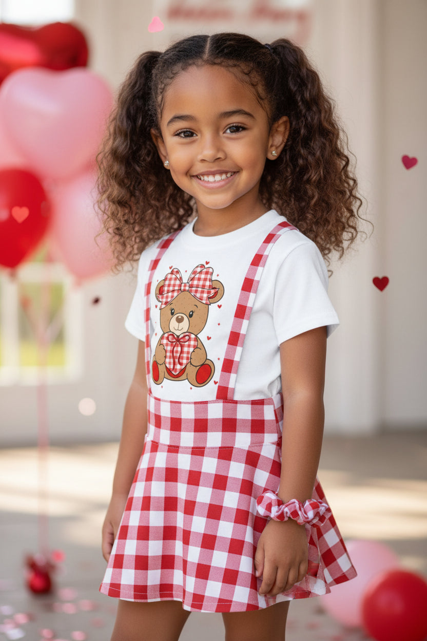 Valentine's Day Skirt Set with Scrunchie